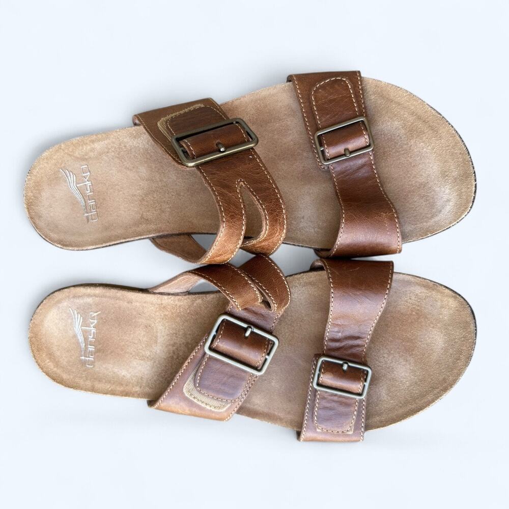 Dansko Rosie Double Strap Slide Comfort Sandals Brown Leather Women's size 39 - Picture 6 of 8